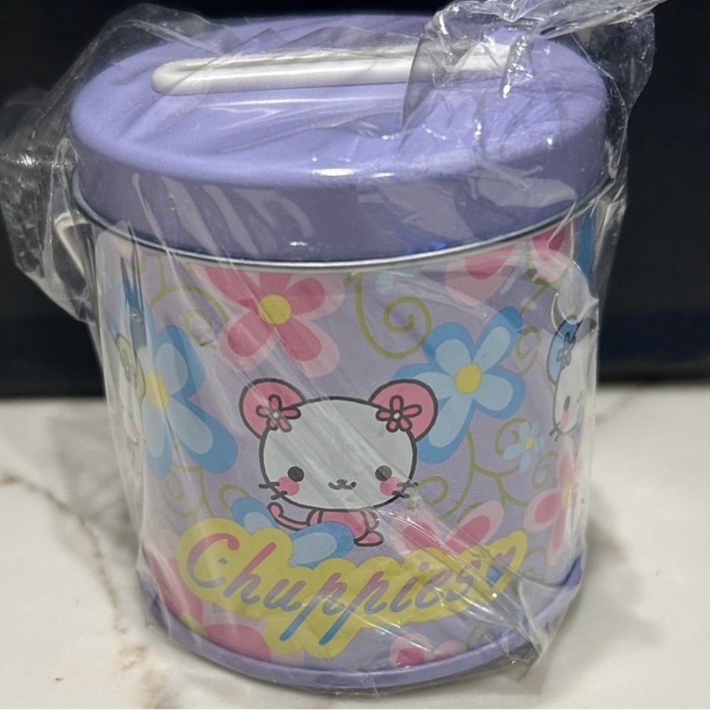 Sanrio Chuppies 2002 Mini Tin Coin Bank Rare Kawai Mice Rainbow VTG NOS New